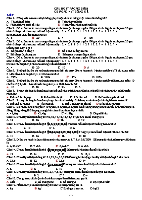 Câu hỏi trắc nghiệm môn Toán 10 - Chương V Thống kê